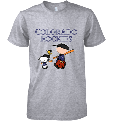 Colorado Rockies Let's Play Baseball Together Snoopy MLB Premium Men's T-Shirt