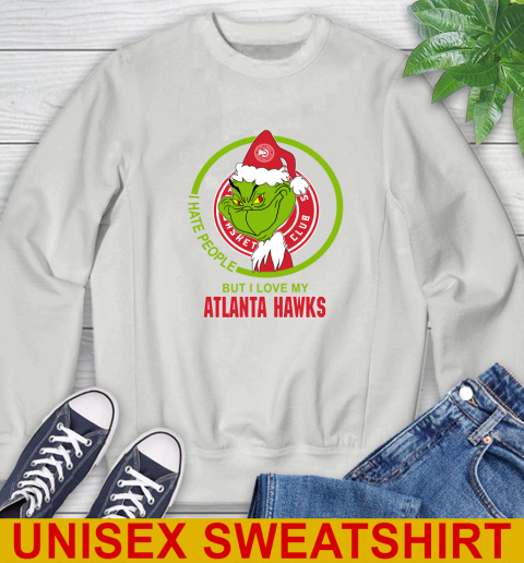 Atlanta Hawks NBA Christmas Grinch I Hate People But I Love My Favorite Basketball Team Sweatshirt 5