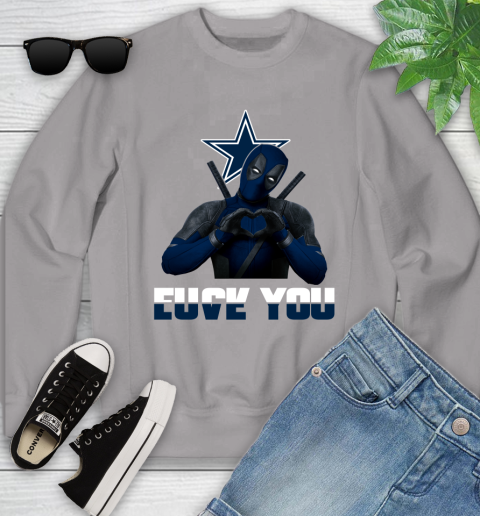 NHL Dallas Cowboys Deadpool Love You Fuck You Football Sports Youth Sweatshirt 3