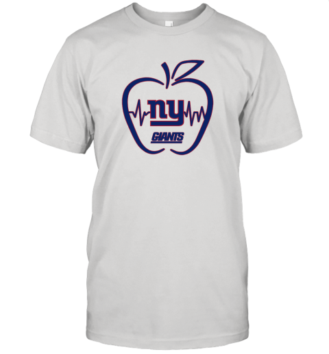 Apple Heartbeat Teacher Symbol New York Giants Unisex Jersey Tee
