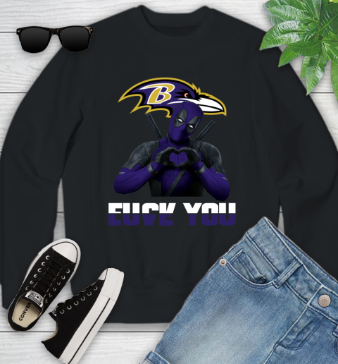 NHL Baltimore Ravens Deadpool Love You Fuck You Football Sports Youth Sweatshirt