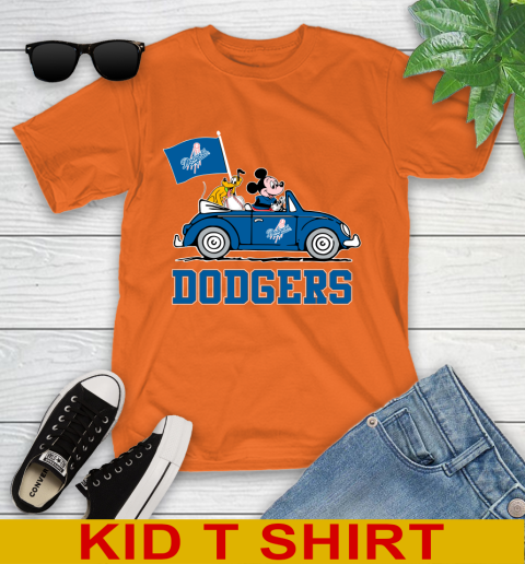 MLB Baseball Los Angeles Dodgers Pluto Mickey Driving Disney Shirt Youth T-Shirt 7