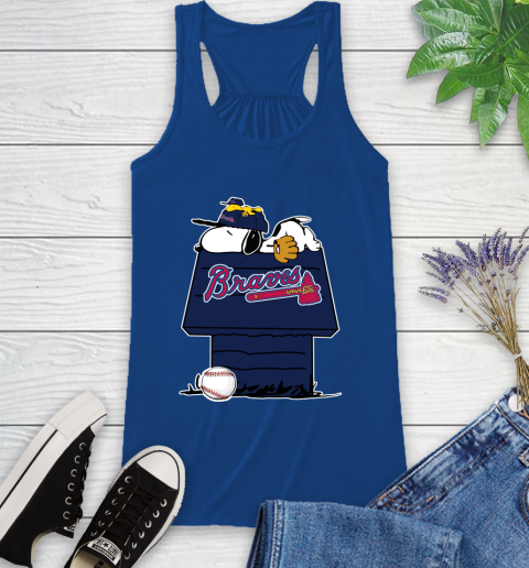 MLB Atlanta Braves Snoopy Woodstock The Peanuts Movie Baseball T Shirt Racerback Tank 9