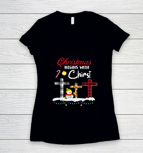 Ph Christmas Begins With Christ Costume Christian Women's V-Neck T-Shirt