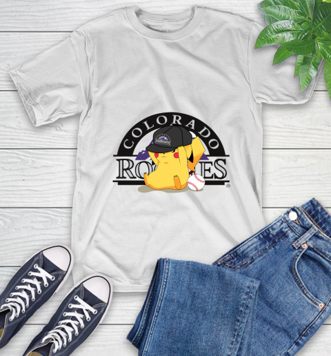 MLB Pikachu Baseball Sports Colorado Rockies T-Shirt