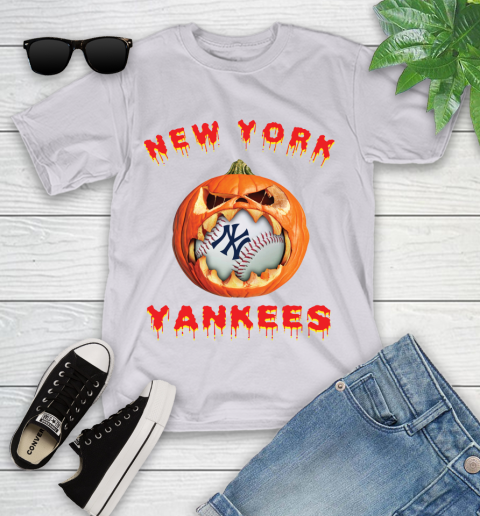 MLB New York Yankees Halloween Pumpkin Baseball Sports Youth T-Shirt 5 MLB New York Yankees Halloween Pumpkin Baseball Sports Youth T-Shirt - Image 5