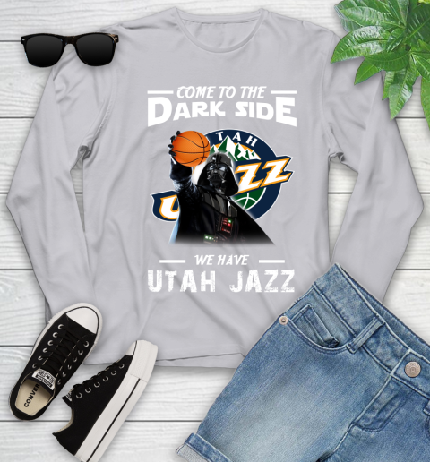 NBA Come To The Dark Side We Have Utah Jazz Star Wars Darth Vader Basketball Youth Long Sleeve 5