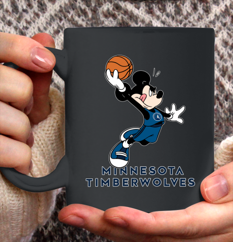 NBA Basketball Minnesota Timberwolves Cheerful Mickey Mouse Shirt Ceramic Mug 15oz