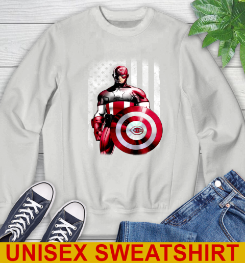 Cincinnati Reds MLB Baseball Captain America Marvel Avengers American Flag Shirt Sweatshirt 5
