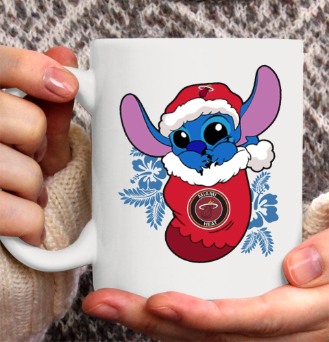 Miami Heat Christmas Stitch In The Sock Funny Disney NBA Ceramic Mug 11oz 2
