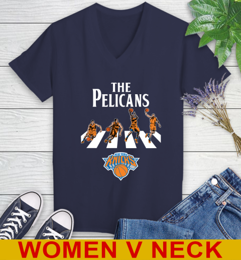 NBA Basketball New York Knicks The Beatles Rock Band Shirt Women's V-Neck T-Shirt - Image 13