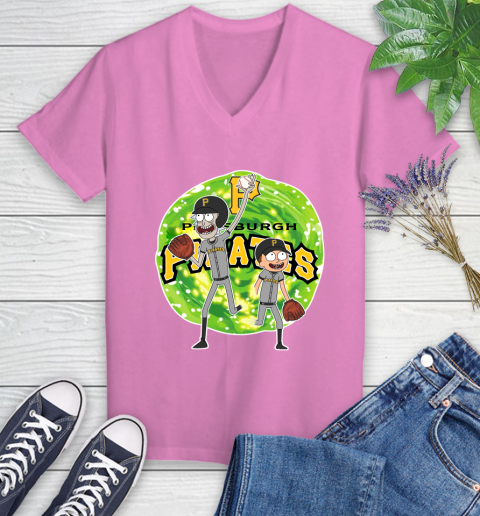 MLB Pittsburgh Pirates Rick And Morty Baseball Sports Women's V-Neck T-Shirt 14