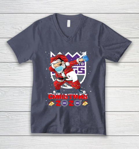Sacramento Kings Funny Santa Claus Dabbing Christmas 2020 NBA V-Neck T-Shirt 7