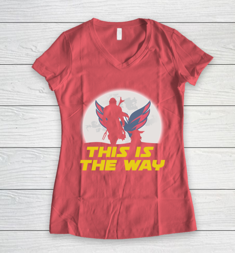 Washington Capitals NHL Ice Hockey Star Wars Yoda And Mandalorian This Is The Way Women's V-Neck T-Shirt 4