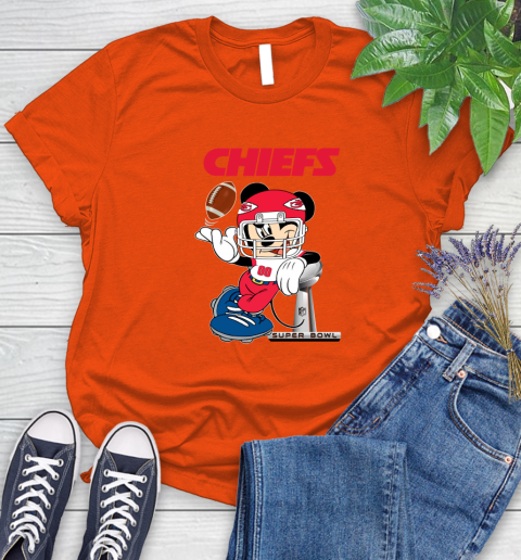 NFL Kansas city chiefs Mickey Mouse Disney Super Bowl Football T Shirt Women's T-Shirt 4