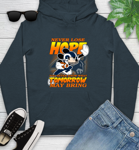 Los Angeles Rams NFL Football Mickey Disney Never Lose Hope Youth Hoodie 10