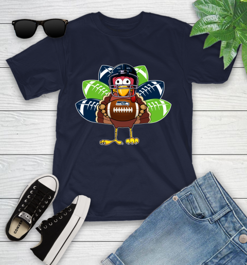 Seattle Seahawks Turkey Thanksgiving Day Youth T-Shirt 3
