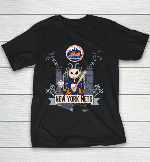 MLB New York Mets Baseball Jack Skellington Halloween Youth T-Shirt