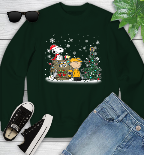NHL Nashville Predators Snoopy Charlie Brown Woodstock Christmas Stanley Cup Hockey Youth Sweatshirt 9