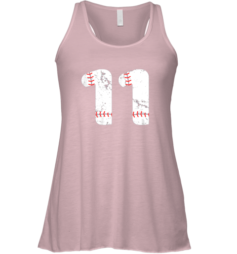 jcne number 11 baseball vintage distressed team flowy tank 32 front soft pink