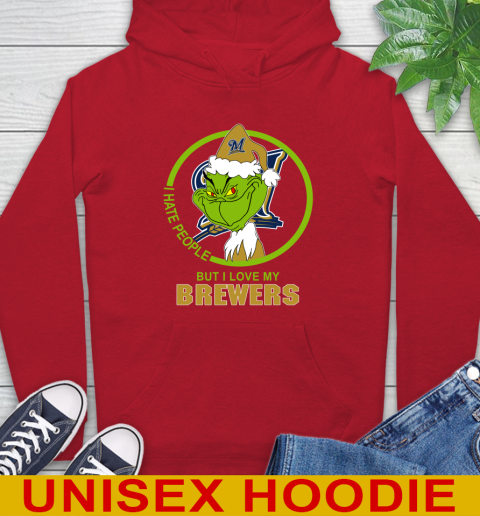 Milwaukee Brewers MLB Christmas Grinch I Hate People But I Love My Favorite Baseball Team Hoodie 10