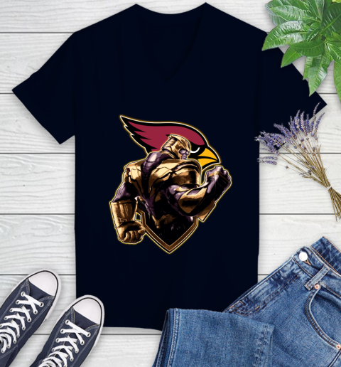 NFL Thanos Avengers Endgame Football Sports Arizona Cardinals Women's V-Neck T-Shirt 3