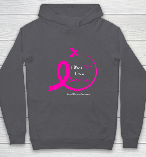 Womens Butterfly I Wear Pink I m A Survivor Breast Cancer Awareness Hoodie 4