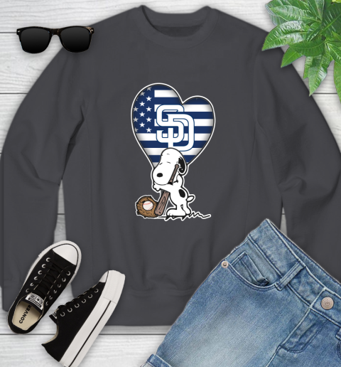 San Diego Padres MLB Baseball The Peanuts Movie Adorable Snoopy Youth Sweatshirt 6