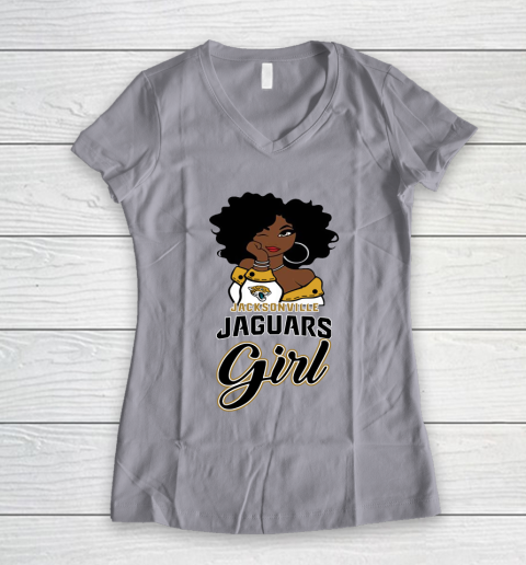Jacksonville Jaguars Girl NFL Women's V-Neck T-Shirt 4