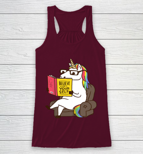 Unicorn Shirt Believe in Yourself Motivational Book Lover Racerback Tank 3