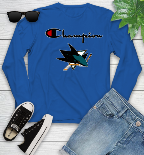 NHL Hockey San Jose Sharks Champion Shirt Youth Long Sleeve 7