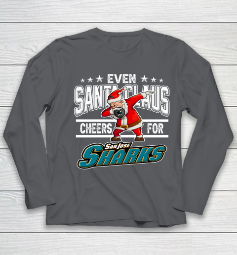 San Jose Sharks Even Santa Claus Cheers For Christmas NHL Youth Long Sleeve 6