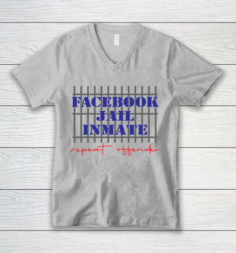 Facebook Jail tshirt Inmate Repeat Offender  FB Jail V-Neck T-Shirt 2