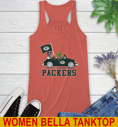 NFL Football Green Bay Packers Darth Vader Baby Yoda Driving Star Wars Shirt Racerback Tank 4