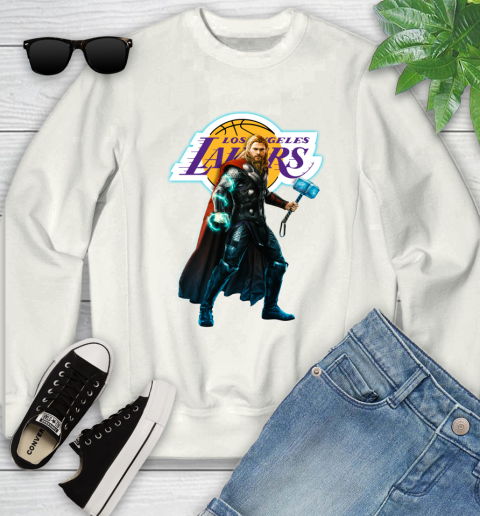 NBA Thor Avengers Endgame Basketball Los Angeles Lakers Youth Sweatshirt
