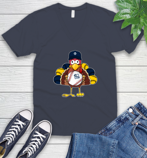 Tampa Bay Rays Turkey thanksgiving V-Neck T-Shirt 9