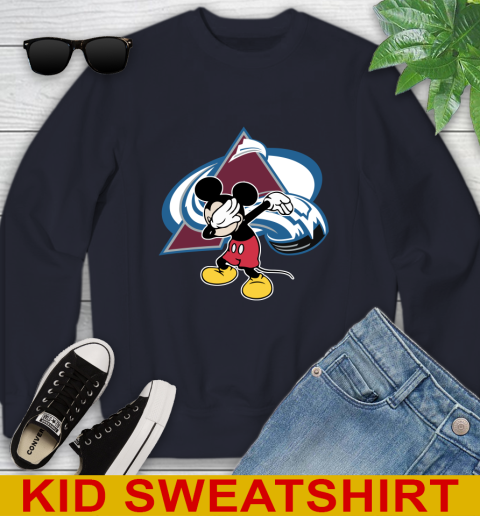 Colorado Avalanche NHL Hockey Dabbing Mickey Disney Sports Youth Sweatshirt 3