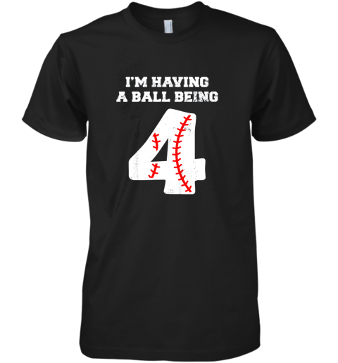 Kids 4 Year Old Baseball Birthday Shirt 4th Birthday Shirt Boys Premium Men's T-Shirt