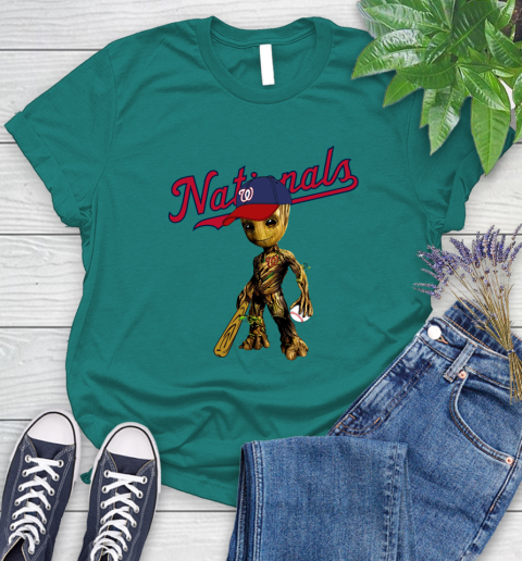 MLB Washington Nationals Groot Guardians Of The Galaxy Baseball Women's T-Shirt 12