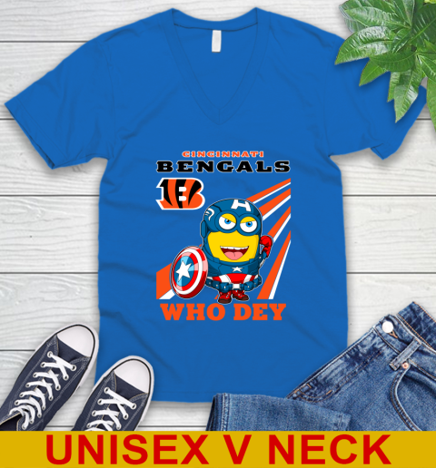NFL Football Cincinnati Bengals Captain America Marvel Avengers Minion Shirt V-Neck T-Shirt 5