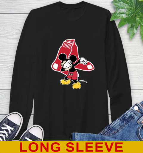 Boston Red Sox MLB Baseball Dabbing Mickey Disney Sports Long Sleeve T-Shirt 2