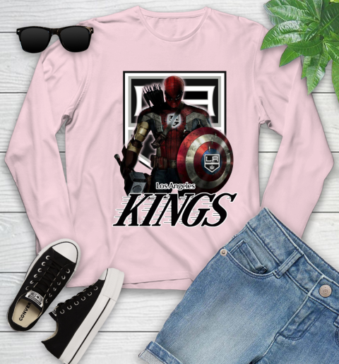 NHL Captain America Thor Spider Man Hawkeye Avengers Endgame Hockey Los Angeles Kings Youth Long Sleeve 10