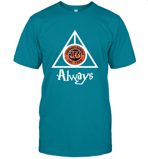 Always Love The Cincinnati Bengals x Harry Potter Mashup NFL omtx always love the cincinnati bengals x harry potter classic t shirt 2 front tropical blue