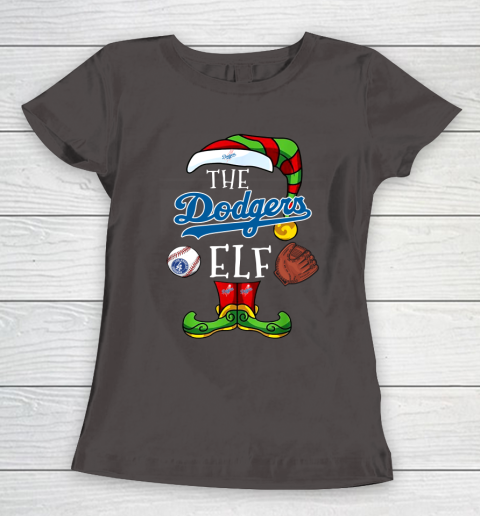 Los Angeles Dodgers Christmas ELF Funny MLB Women's T-Shirt 7