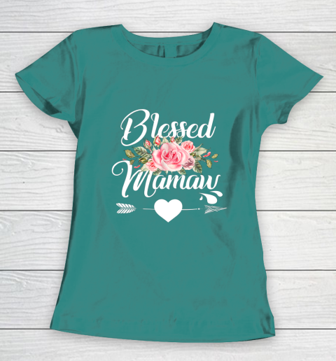 Blessed Mamaw Thanksgiving Christmas Floral Gift For Grandma Women's T-Shirt 10