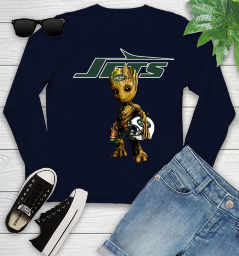 New York Jets NFL Football Groot Marvel Guardians Of The Galaxy Youth Long Sleeve 3