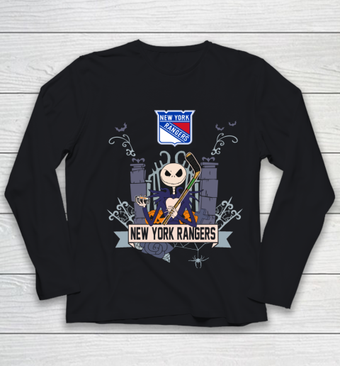 NHL New York Rangers Hockey Jack Skellington Halloween Youth Long Sleeve