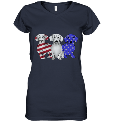 Dachshund American Flag Women's V-Neck T-Shirt