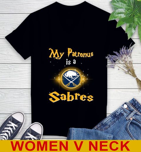 NHL Hockey Harry Potter My Patronus Is A Buffalo Sabres Women's V-Neck T-Shirt