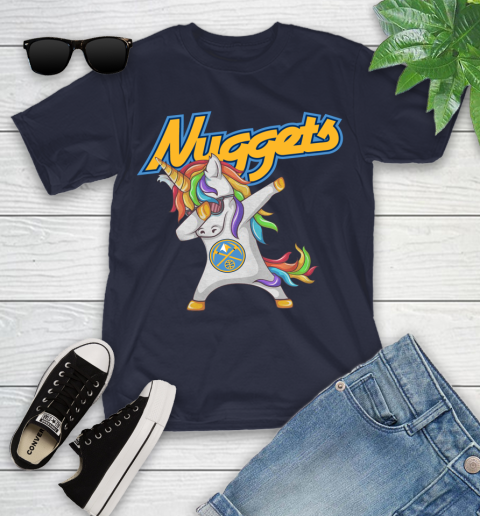 Denver Nuggets NBA Basketball Funny Unicorn Dabbing Sports Youth T-Shirt 3